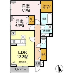 カーサフェリーチェⅡ（D)の物件間取画像